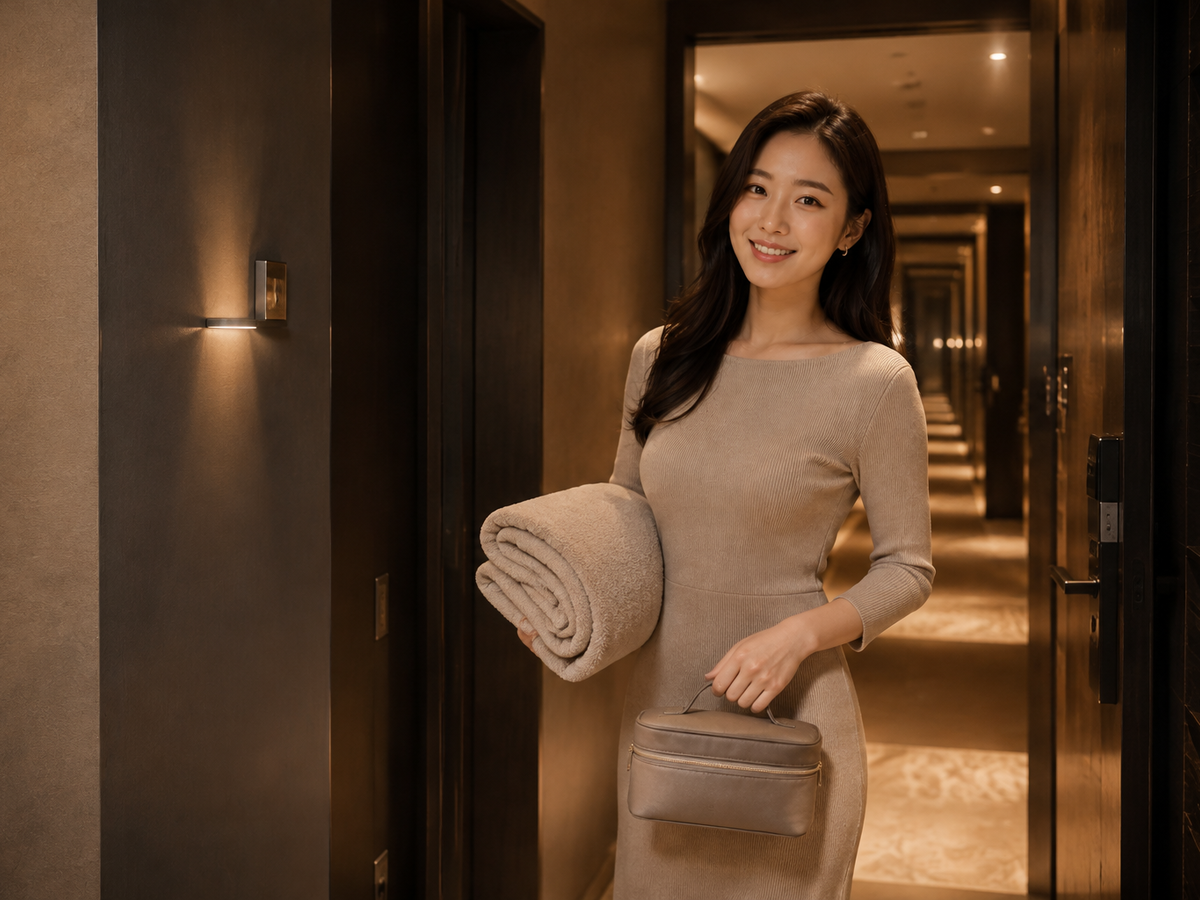 의왕 방문 홈케어 일정을 준비하는 젊은 성인 한국 여성 관리사